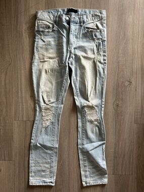 Zara Light Blue Distressed Skinny Jeans